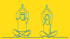 illustration of two people doing a yoga pose